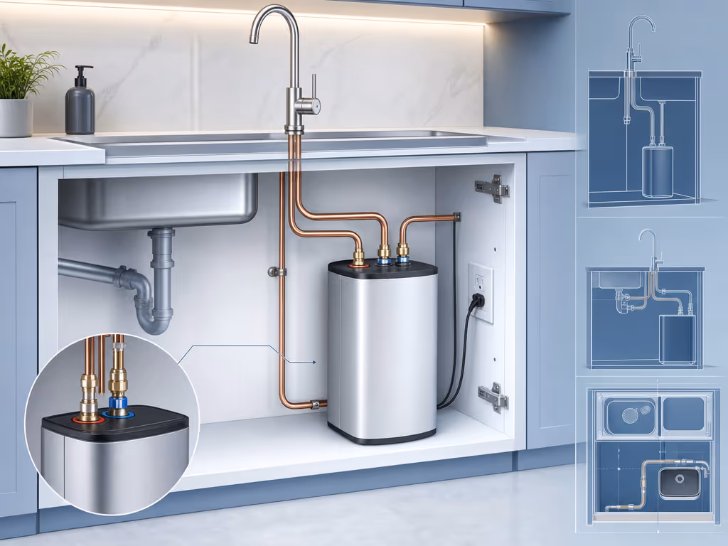 under_sink_hot_water_tank_and_dedicated_faucet_installation_layout
